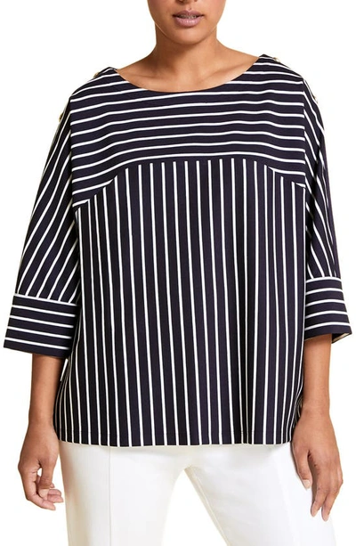 Shop Marina Rinaldi Obliare Punto Stoffa Jersey Top In Navy