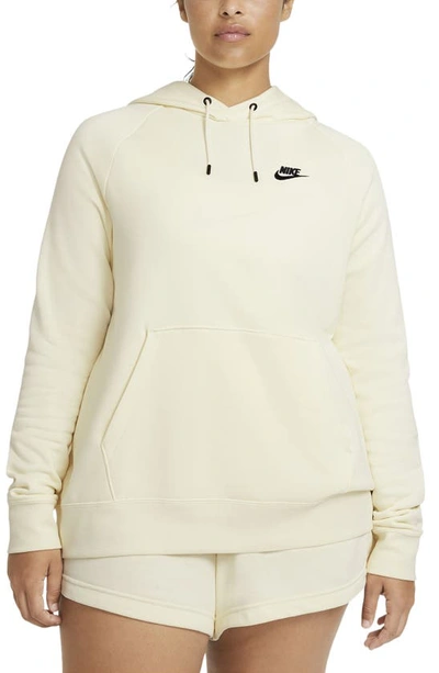 Shop Nike Sportswear Essential Fleece Hoodie In Coconut Milk/ Black