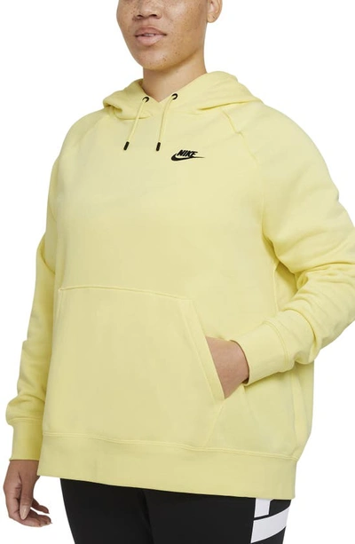 Shop Nike Sportswear Essential Fleece Hoodie In Light Zitron/ Black