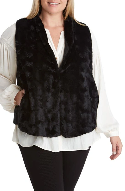 Shop Adyson Parker Fleece Open Vest In Black