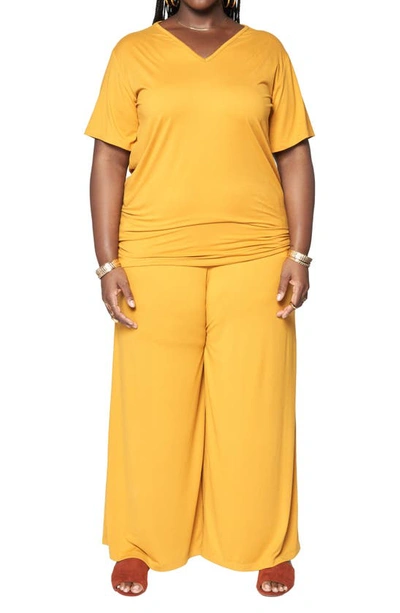 Shop Zelie For She Sedona Leisure Wide Leg Pants In Mustard