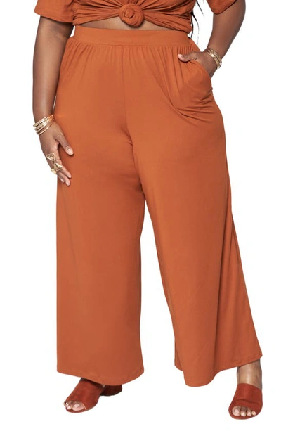 Shop Zelie For She Sedona Leisure Wide Leg Pants In Chocolate