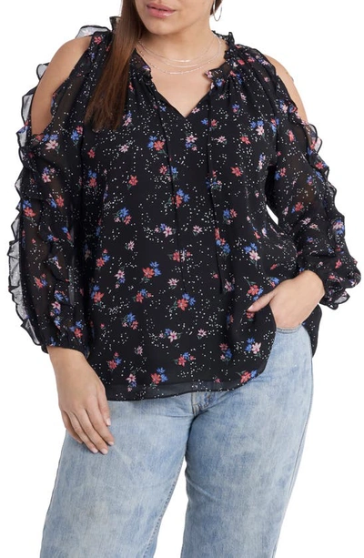 Shop 1.state 1. State Ruffle Cold-shoulder Georgette Top In Garden