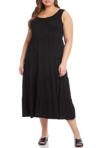 Shop Karen Kane Tiered Midi Dress In Black