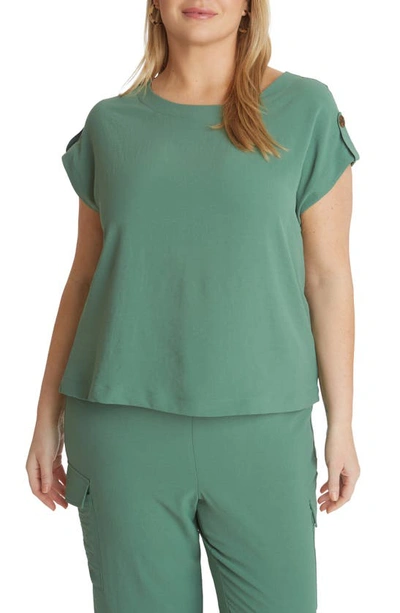 Shop Adyson Parker Button Tab Short Sleeve Top In Toasted Matcha