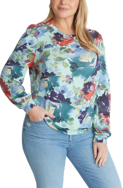 Shop Adyson Parker Floral Blouson Sleeve Sweatshirt In Watercolor Floral Combo