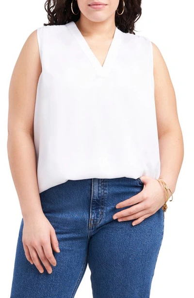 Shop Vince Camuto V-neck Sleeveless Blouse In New Ivory