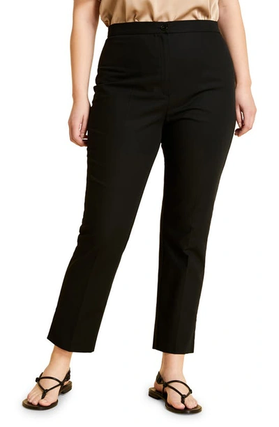 Shop Marina Rinaldi Reporter Slim Cotton Cady Trousers In Black