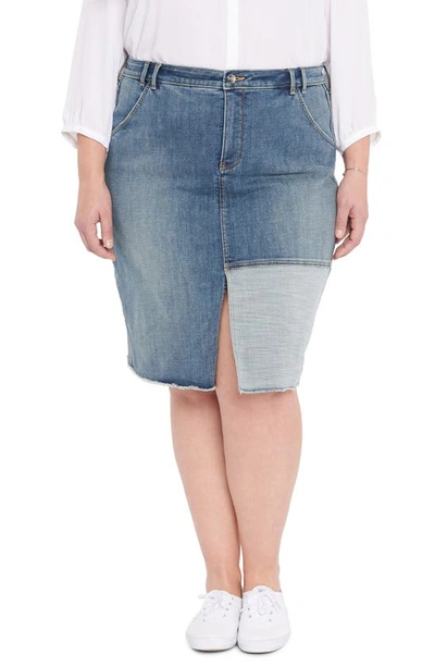 Nydj Plus Size Denim Midi Skirt In Clean Seline