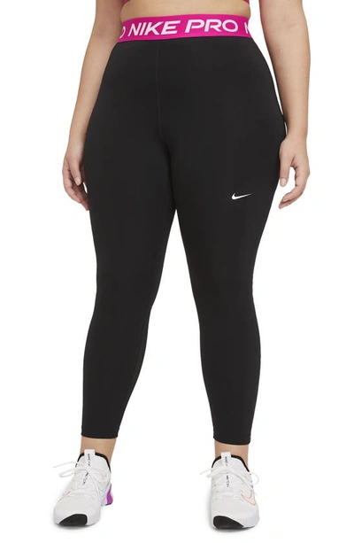 Shop Nike Pro 365 Leggings In Black/ Fireberry/ White