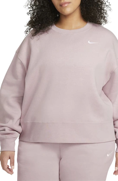 Shop Nike Sportswear Fleece Crewneck Sweatshirt In Champagne/ White