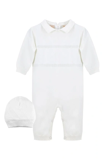 Shop Carriage Boutique Elegant Christening Romper & Hat Set In White