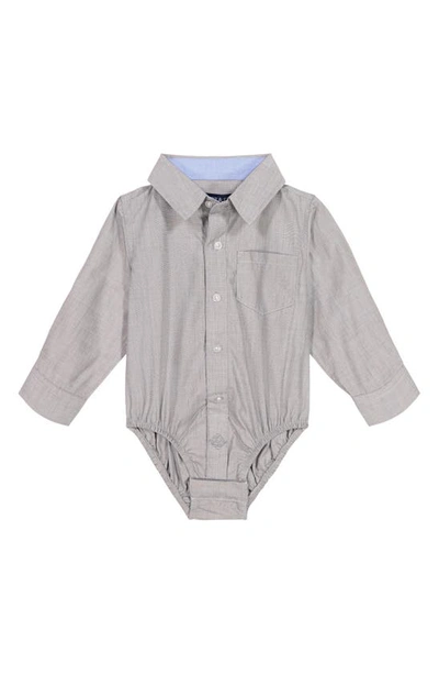 Shop Andy & Evan Button-up Long Sleeve Bodysuit In Grey