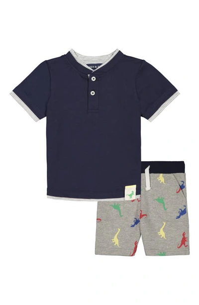 Shop Andy & Evan Henley & Shorts Set In Navy