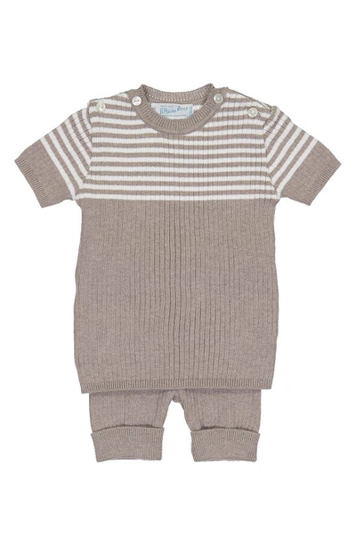 Shop Feltman Brothers Knit Sweater & Shorts Set In Heather Tan