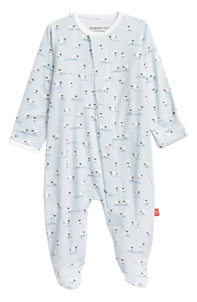 Shop Magnetic Me Baa Baa Baby Sheep Print Footie In Blue