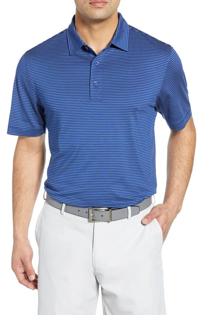 Shop Cutter & Buck Forge Drytec Pencil Stripe Performance Polo In Tour Blue