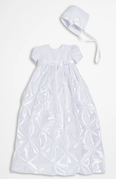 Shop Little Things Mean A Lot Taffeta Gown & Bonnet In White
