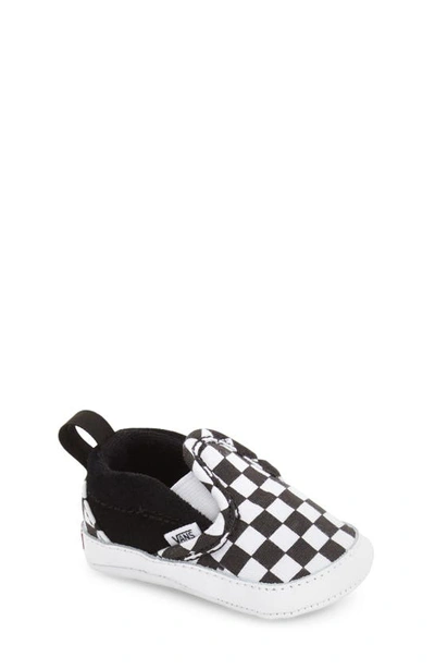Shop Vans Slip-on Crib Shoe In Checker Black True White
