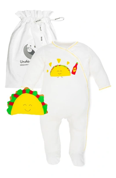 Under The Nile Babies' 2-piece Taco Organic Egyptian Cotton Footie & Toy Gift Set In Multicolor