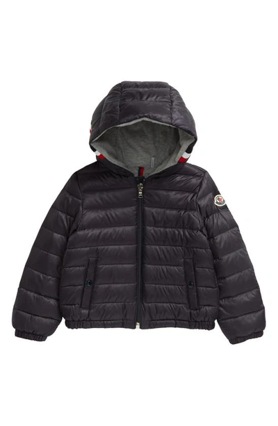 Shop Moncler Kids' Gaddy Logo Hooded Down Puffer Jacket In Navy