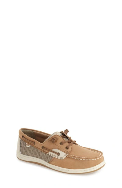 Shop Sperry Kids 'songfish' Boat Shoe In Linen/ Oat Leather