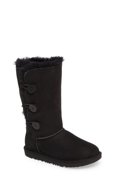 Shop Ugg Bailey Button Triplet Ii Genuine Shearling Boot In Black Suede