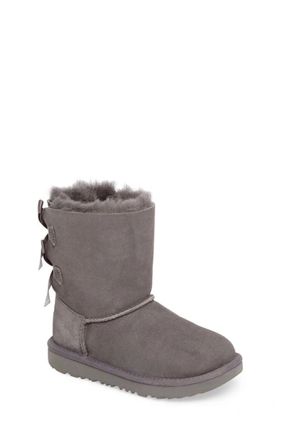 Shop Ugg Kids' Bailey Bow Ii Water Resistant Genuine Shearling Boot In Grey Suede