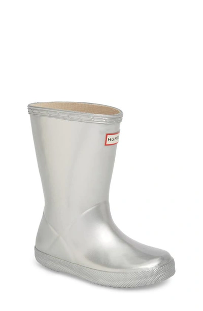 Shop Hunter First Classic Metallic Waterproof Rain Boot In Silver