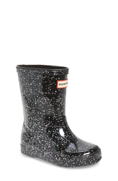 Shop Hunter First Classic Giant Glitter Waterproof Rain Boot In Black