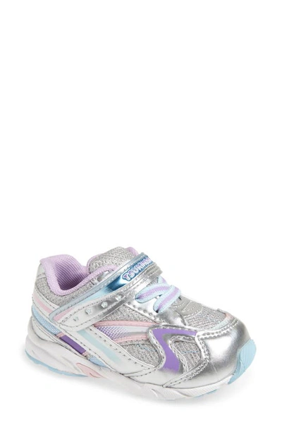 Shop Tsukihoshi Kids' Glitz Washable Sneaker In Silver/ Lavender
