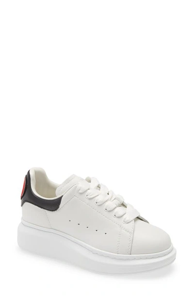 Shop Alexander Mcqueen Kids' Logo Heart Platform Sneaker In White/ Black/ Red