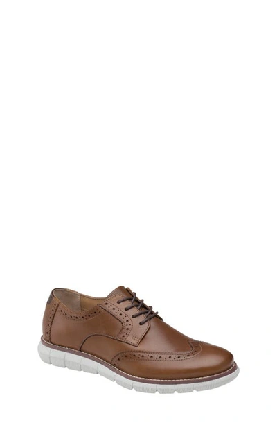 Shop Johnston & Murphy Kids' Holden Wingtip Shoe In Tan Full Grain