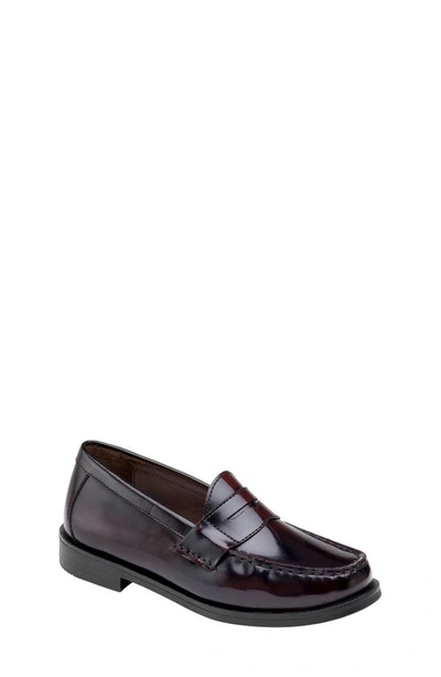 Shop Johnston & Murphy Kids' Hayes Penny Loafer In Burgundy Brush-off Leather