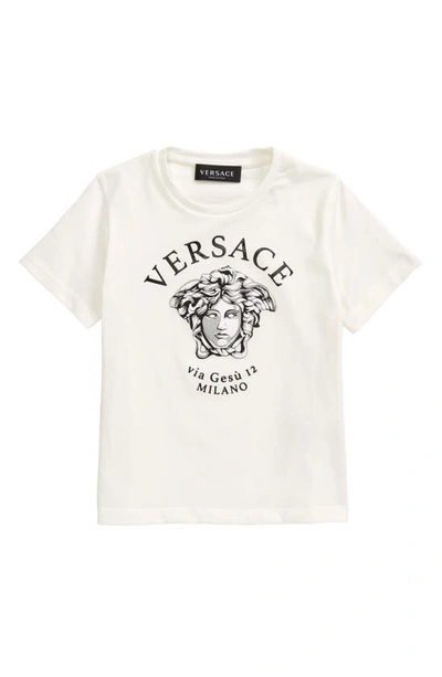 Shop Versace Kids' Medusa Logo Graphic Tee In White-black