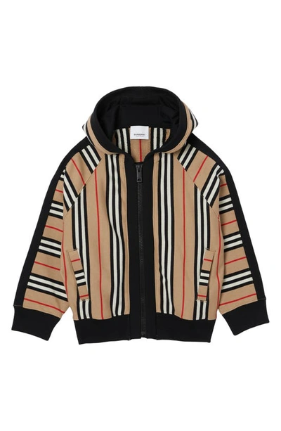 Shop Burberry Aurelie Icon Stripe Hooded Jacket In Archive Beige