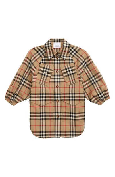 Shop Burberry Teigan Check Print Jacket In Archive Beige