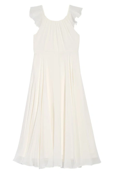 Shop Dessy Collection Flutter Sleeve Chiffon Flower Girl Dress In Ivory