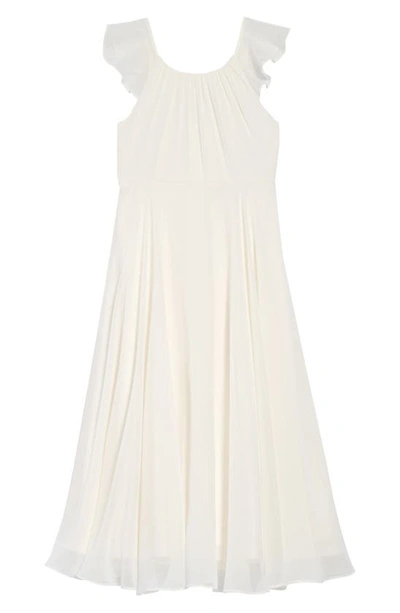 Dessy Collection Flutter Sleeve Chiffon Flower Girl Dress In Ivory