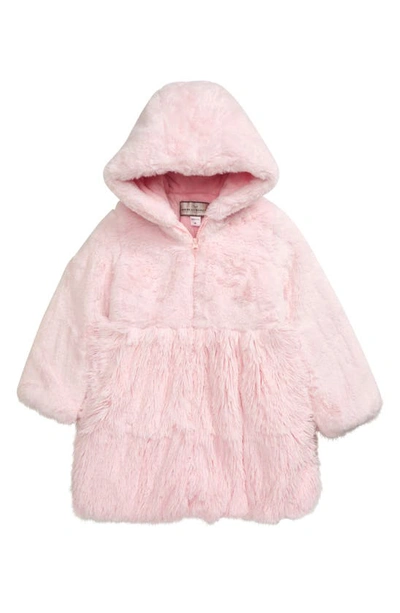 Shop Widgeon Faux Fur Hooded Swing Coat In Ice Frosting Pink