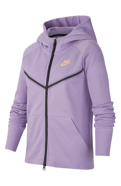 Shop Nike Kids' Sportswear Tech Fleece Zip Hoodie In Violet Star/ Black