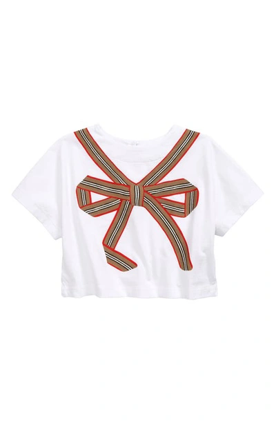 Shop Burberry Kids' Leona Bow Graphic Tee In White