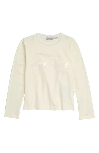 Shop Moncler Kids' Logo Long Sleeve Graphic Tee In White