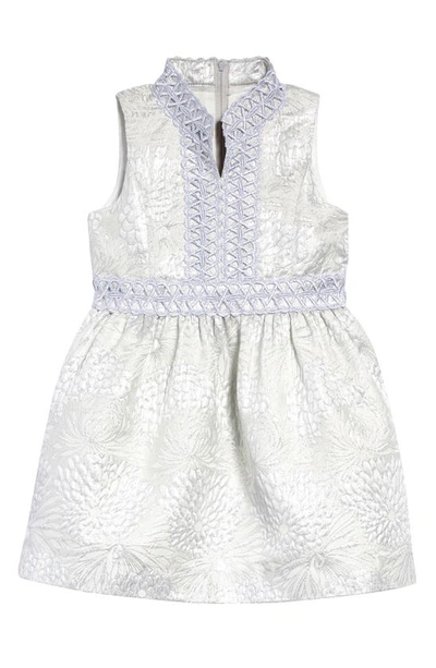Shop Lilly Pulitzerr Kids' Mini Franci Metallic Jacquard Dress In Seaside Grey Full Bloom