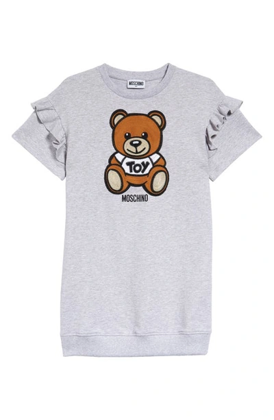 Shop Moschino Kids' Teddy Bear Applique Sweatshirt Dress In Grey