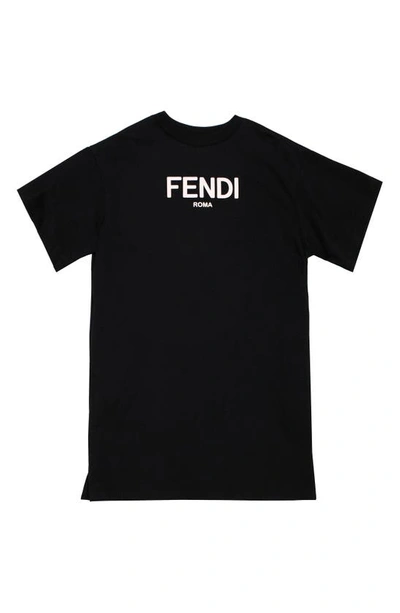 Shop Fendi Kids' Logo Graphic T-shirt Dress In Black