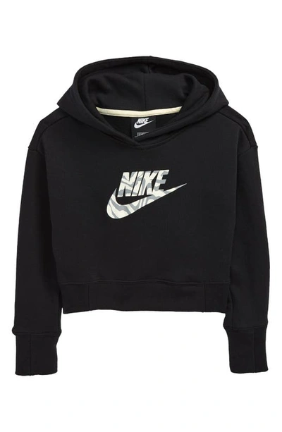 Nike Kids' Big Girls Sportswear Cropped Hoodie In Black/white | ModeSens