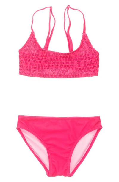 Shop Snapper Rock Kids' Smocked Two-piece Swimsuit In Pink