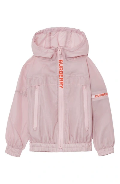Shop Burberry Kids' Telford Logo Hooded Jacket In Pastel Pink