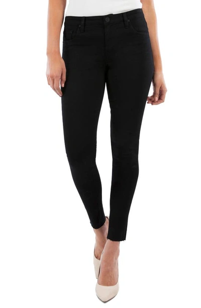 Kut From The Kloth Donna High Waist Fray Hem Ankle Skinny Jeans In Black